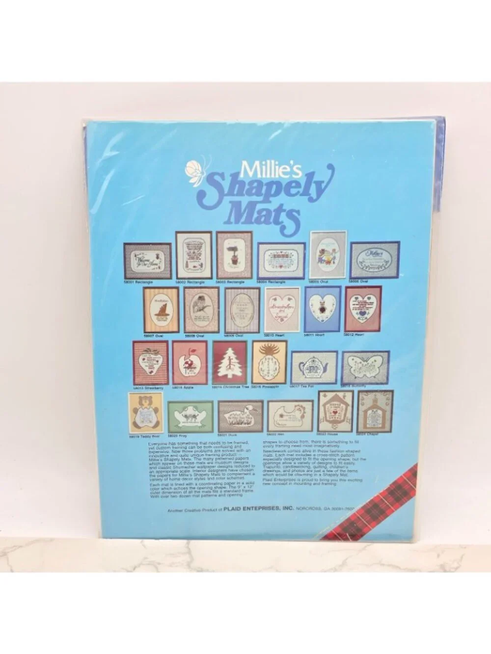 Vintage Millies Shapely Mats Hen Cross Stitch Kit 1983 Framing Mat Plaid 58022